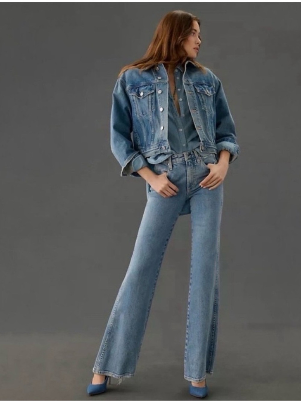 AMO Denim Anthropologie Georgia Flare Jean-Respect Wash-Size 27